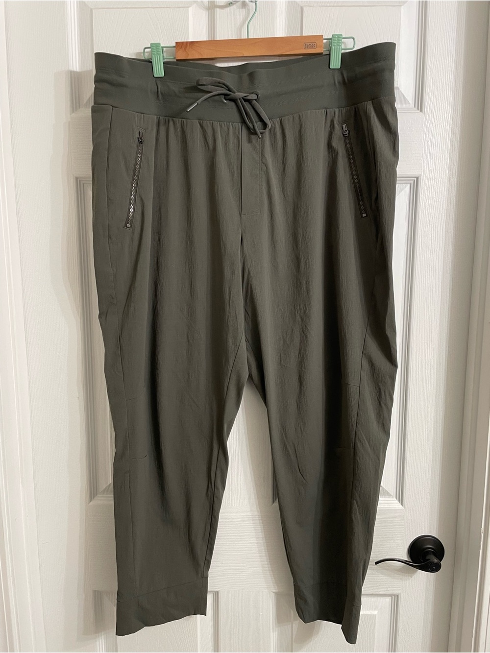 Athleta Trekkie North Olive Green Performance Joggers with Drawstring Waist